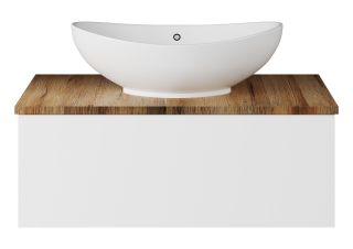 Подвесная тумба под раковину Misty Ива 80см белый/дуб Вотан